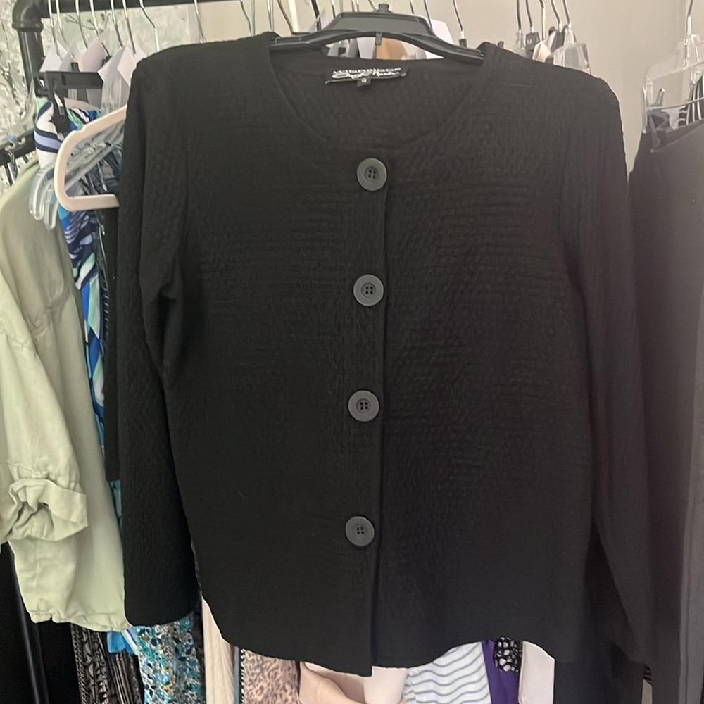 Windridge Cheryl Nash size small acetate/poly/spandex 4 button black jacket